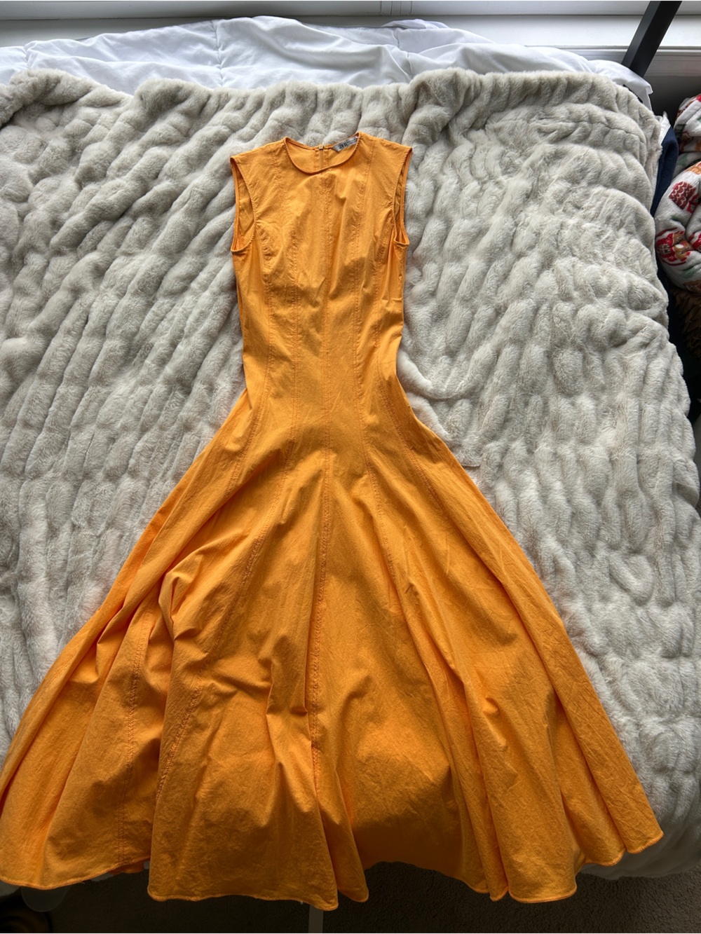 Zara Bright Orange Sleeveless Fit-and-Flare Dress
